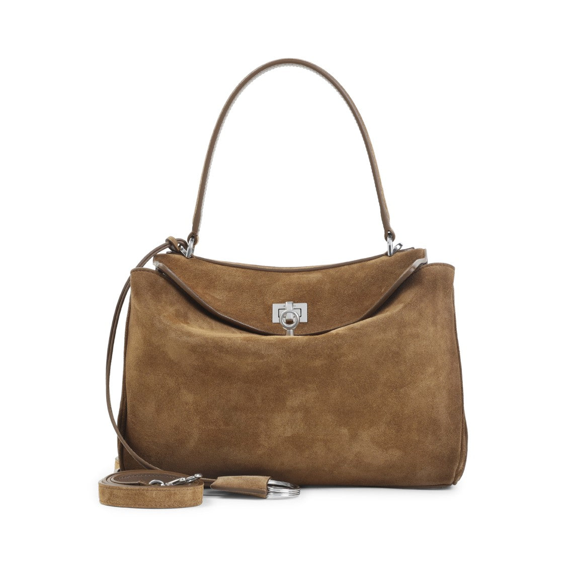 Balenciaga Structured Suede Leather Handbag
