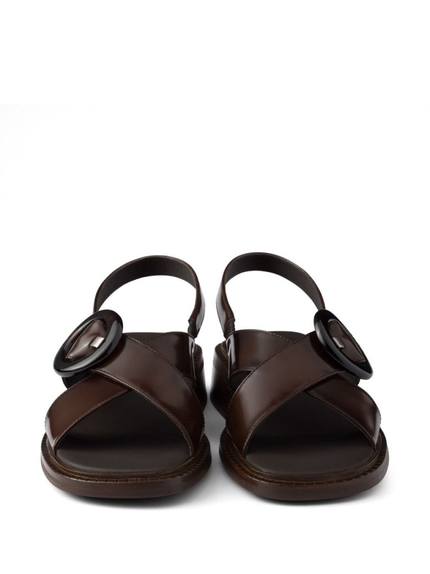 Prada Slingback Sandals With Crossed Straps