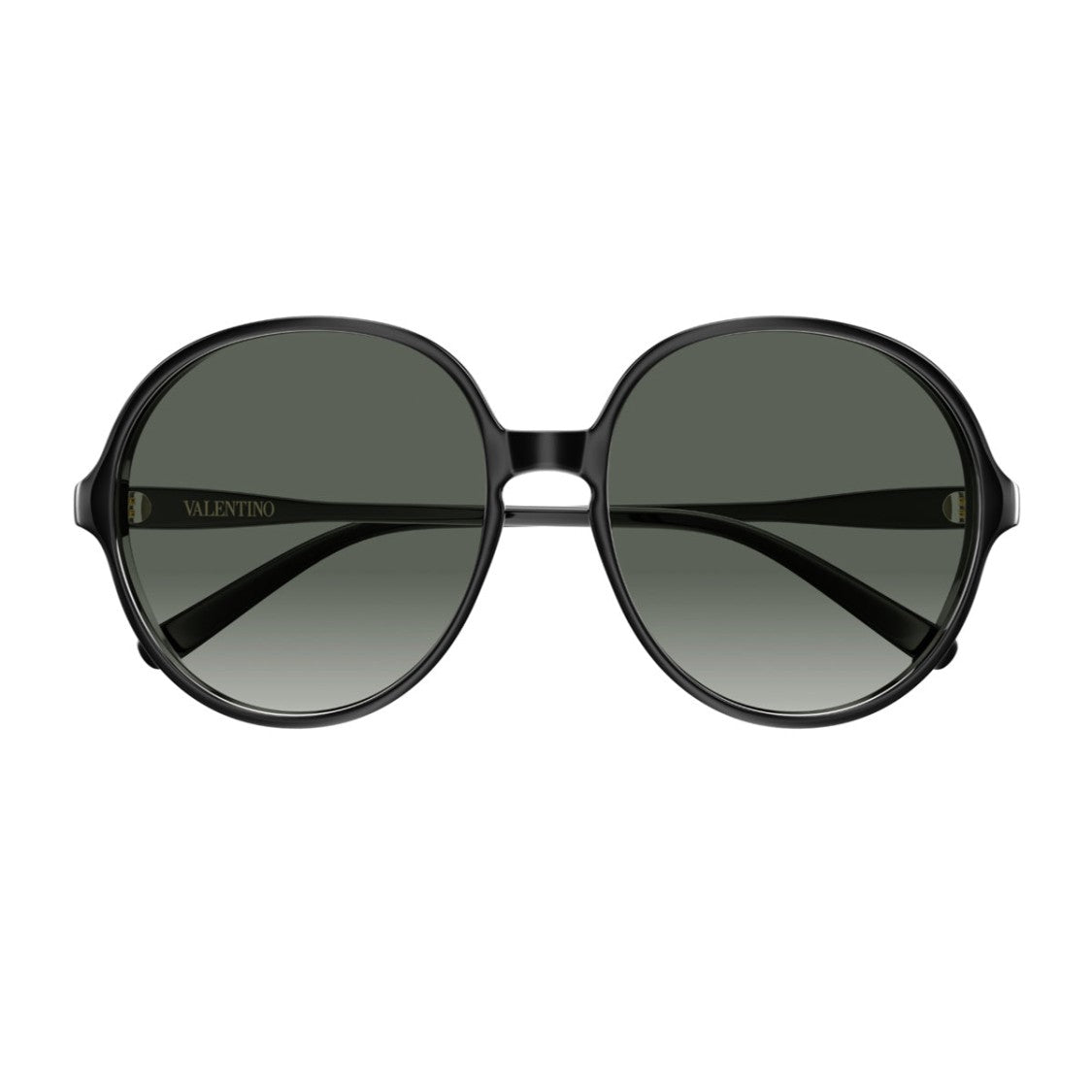Valentino Black Linea V Logo Recycled Acetate Round Sunglasses