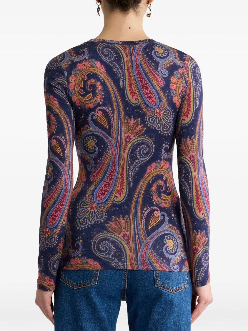 Etro Paisley Fitted Long-Sleeve Top