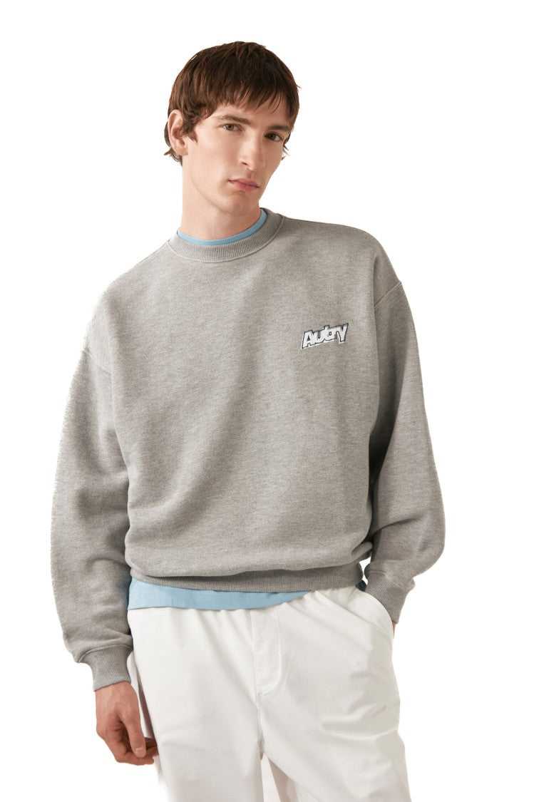 Autry Grey Central Logo Cotton Crewneck Sweatshirt