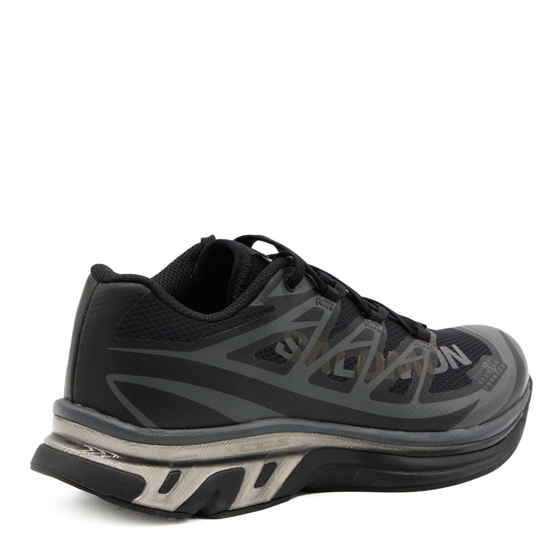 Mm6 By Maison Margiela X Salomon Low-Profile Black Mesh Sneakers With Metallic Accents