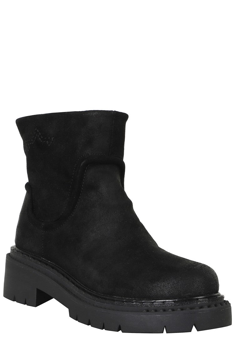 Ash Black Oiled Suede Ankle Boots