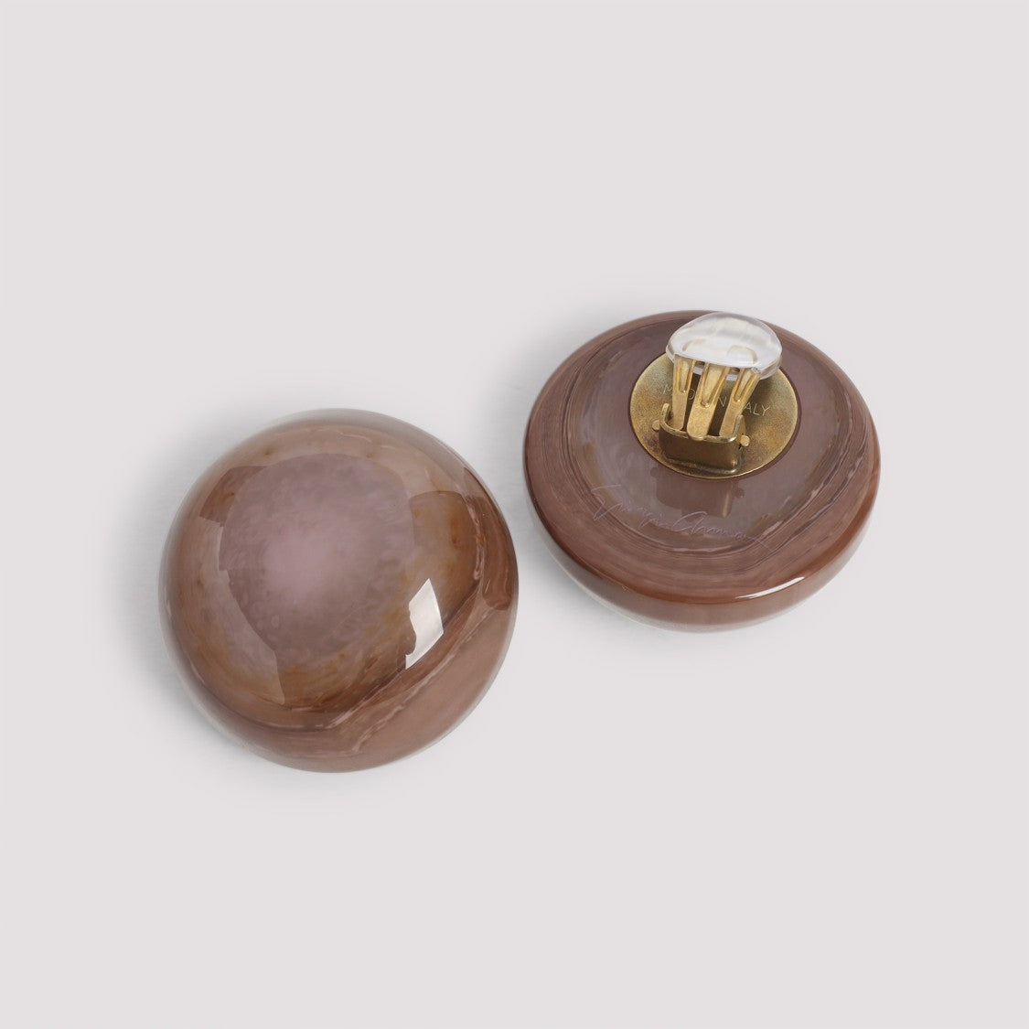 Giorgio Armani Glossy Brass Earrings With Rounded Design