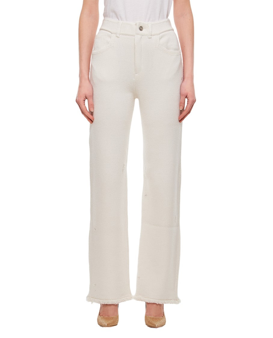 Barrie Cashmere Straight Pants With Concealed Fastening And Five Pockets