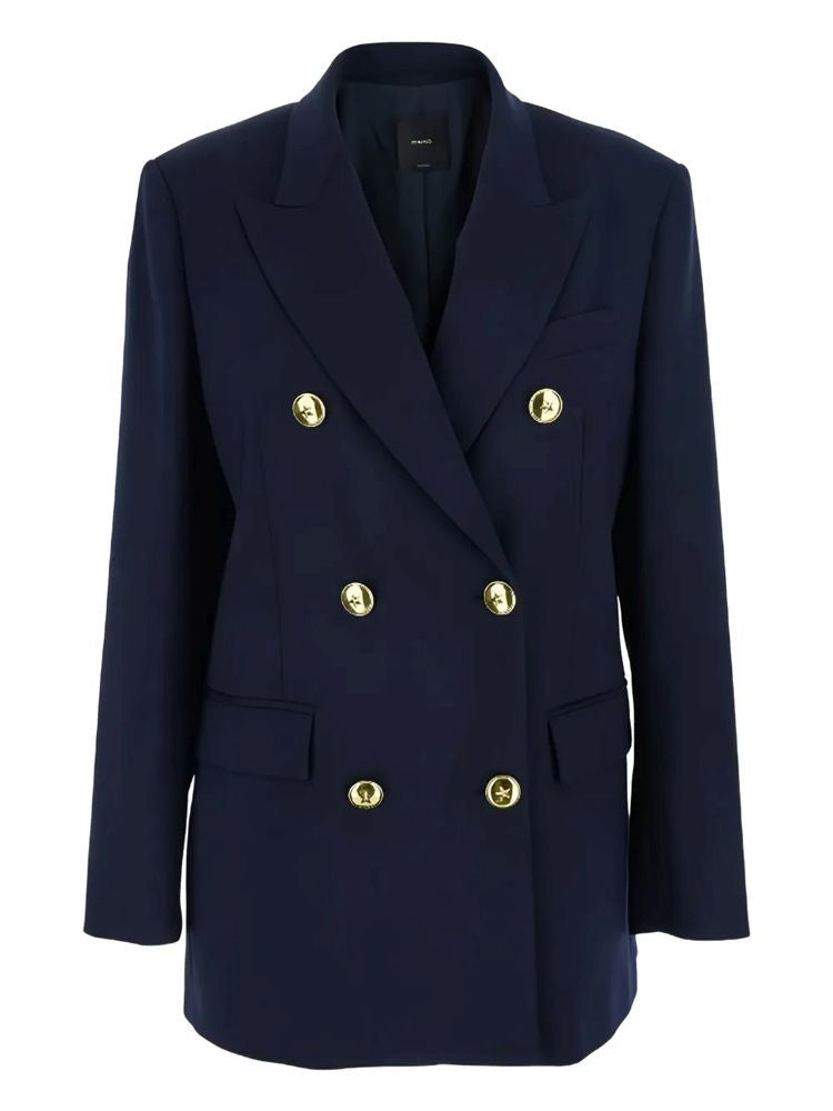Pinko Double-Breasted Tailored Jacket With Gold-Tone Accents