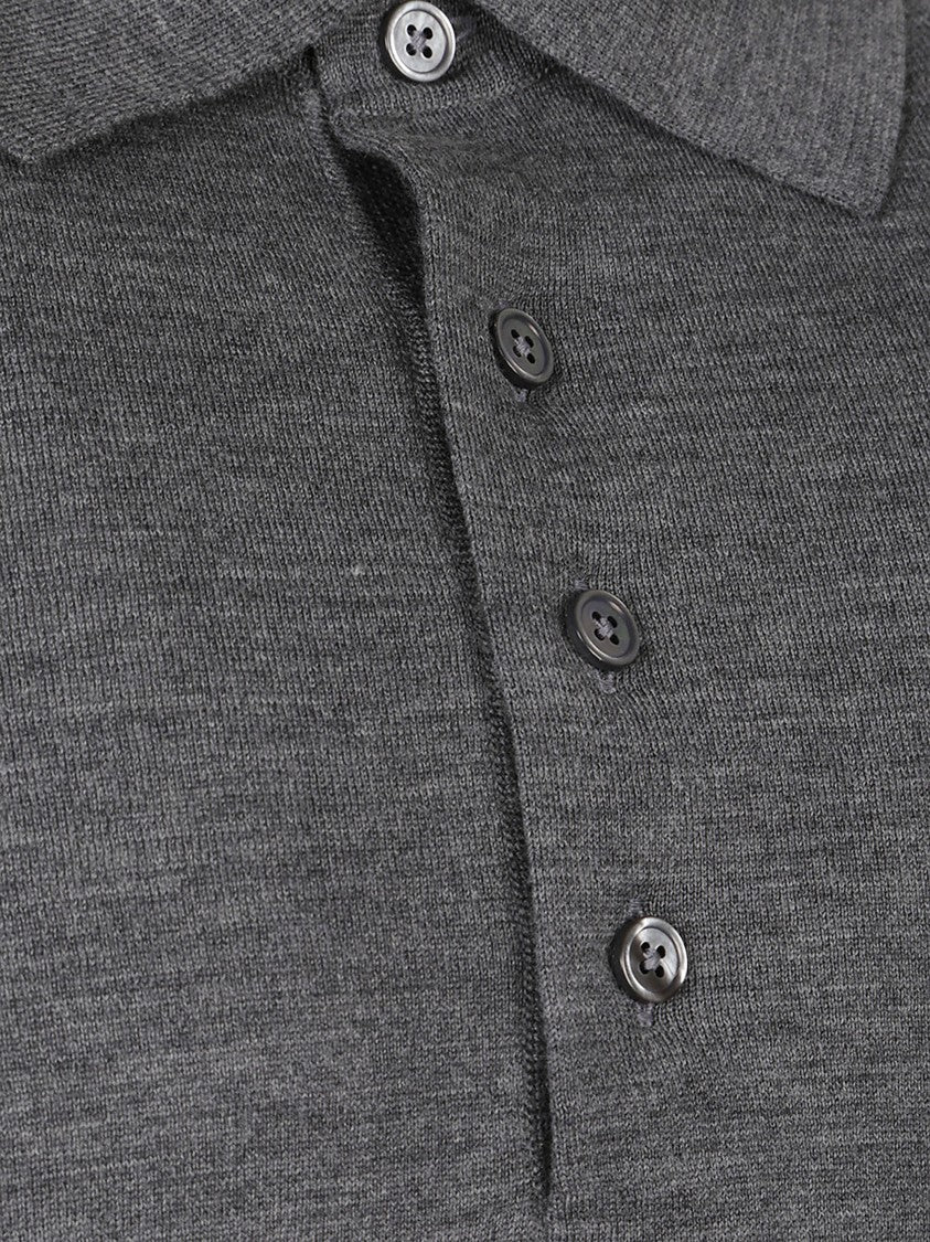 Tom Ford Grey Long-Sleeved Polo Shirt With Classic Collar And Refined Trim