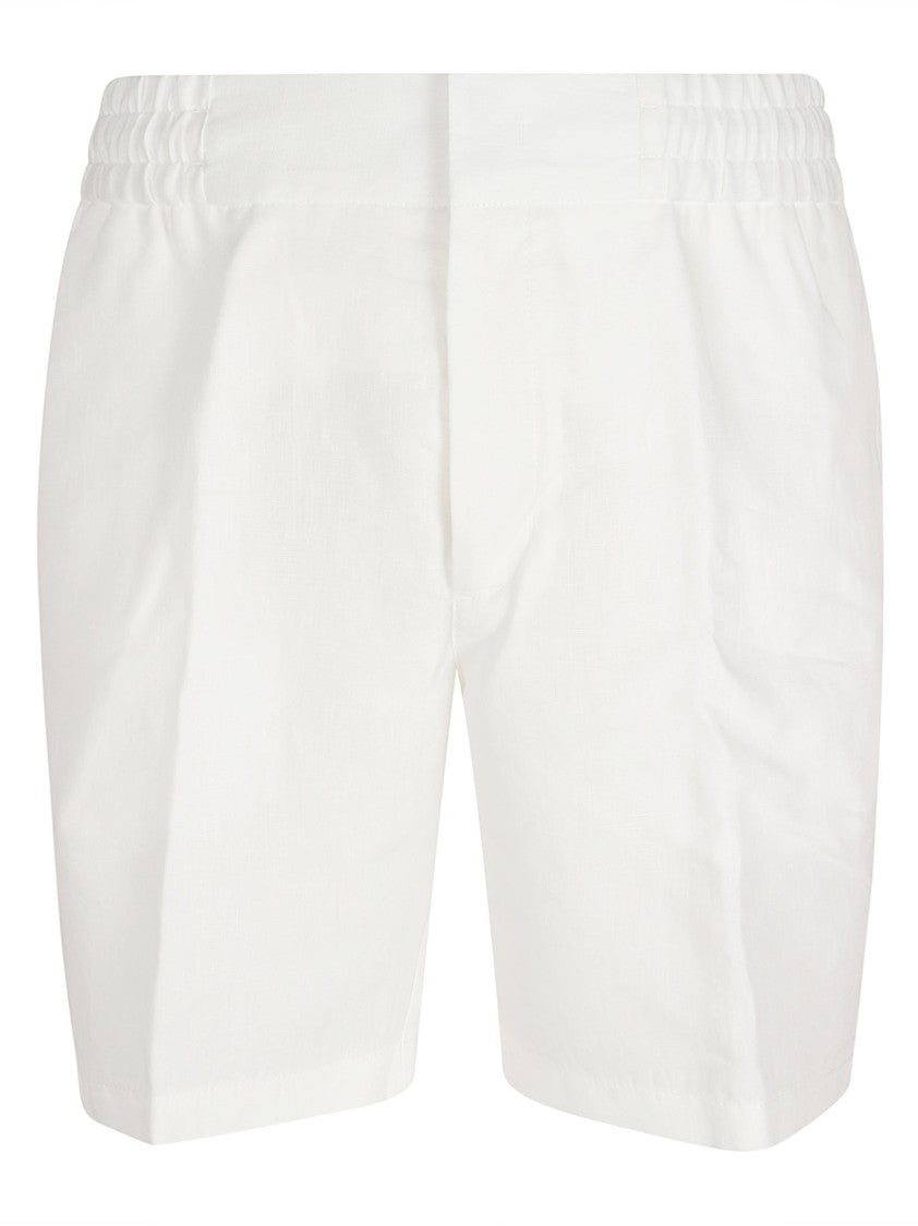Orlebar Brown Tailored White Linen Shorts With Elastic Waistband