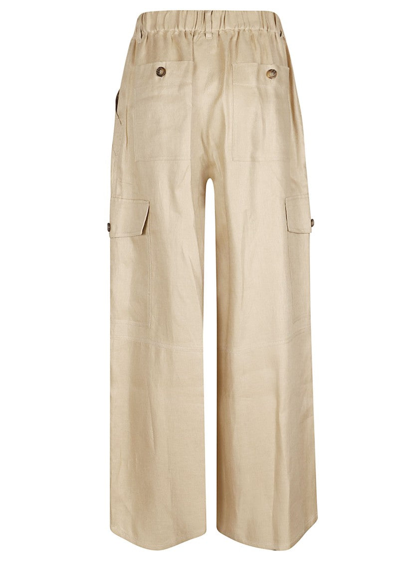 Max Mara Cropped Wide-Leg Trousers With High Waist And Flap Pockets