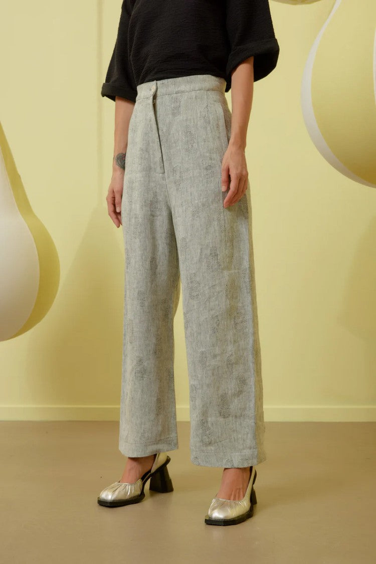 Henrik Vibskov High-Waisted Wide-Leg Pants With Textured Print