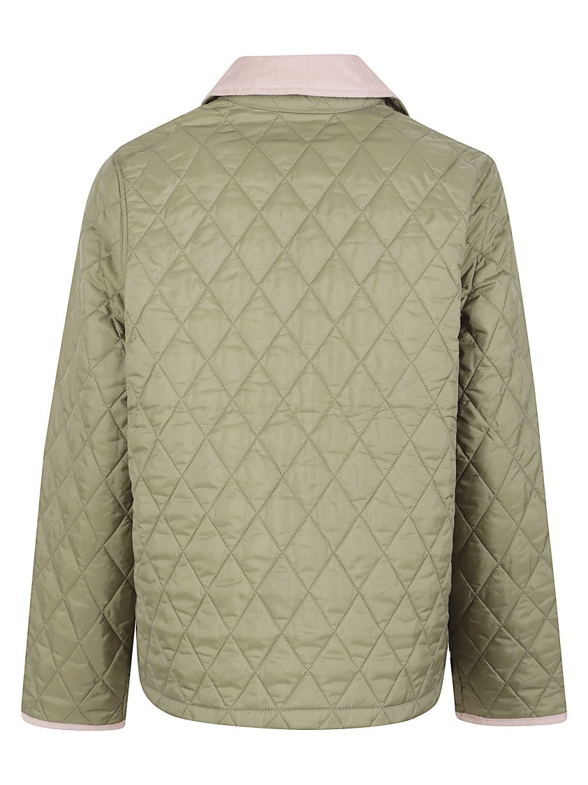 Barbour Diamond-Quilted Cropped Jacket With Corduroy Accents