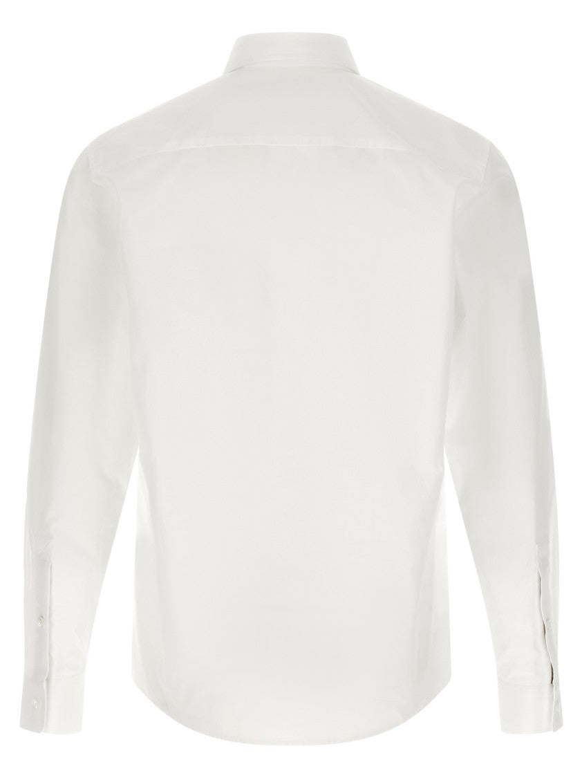 Burberry Cotton Poplin Shirt With Equestrian Knight Design And Grosgrain Piping
