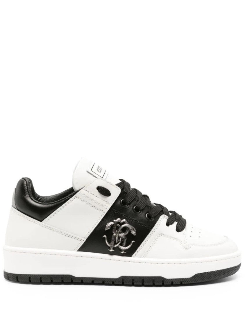 Roberto Cavalli Low-Top Trainers In White Cow Leather