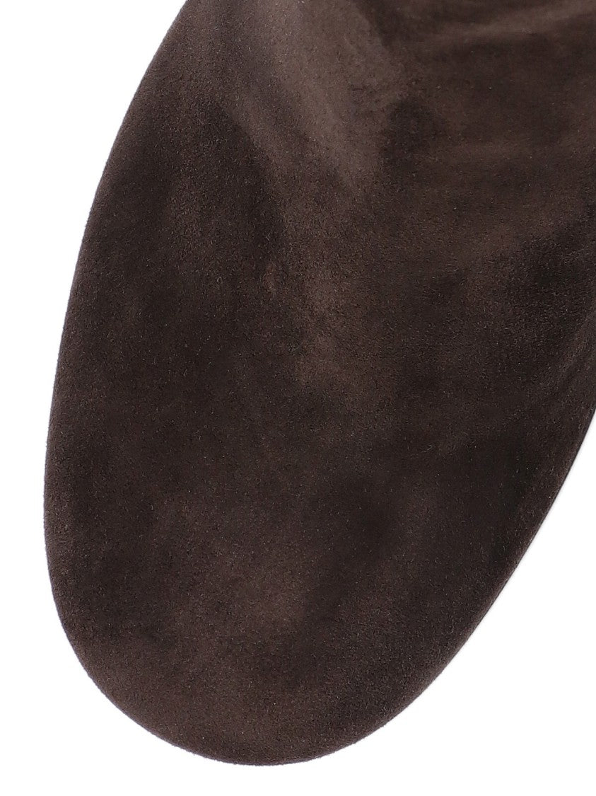 Gianvito Rossi Suede Ankle Boots With Rounded Toe