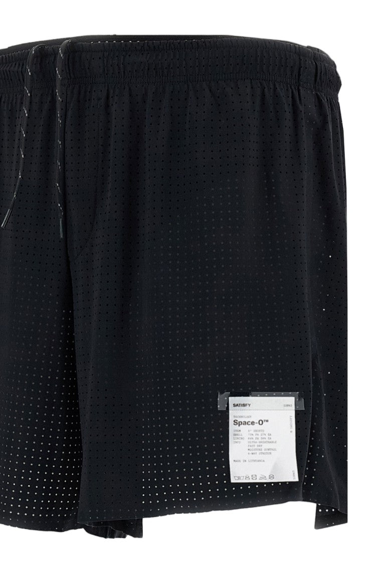 Satisfy Black Space-O-5 Perforated Jersey Running Shorts