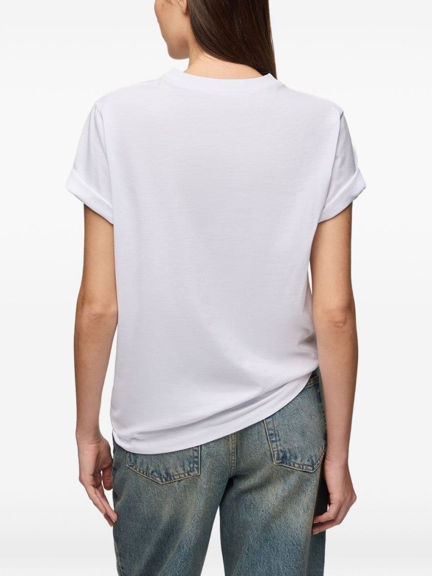 Ganni White Graphic Printed Cotton T-Shirt
