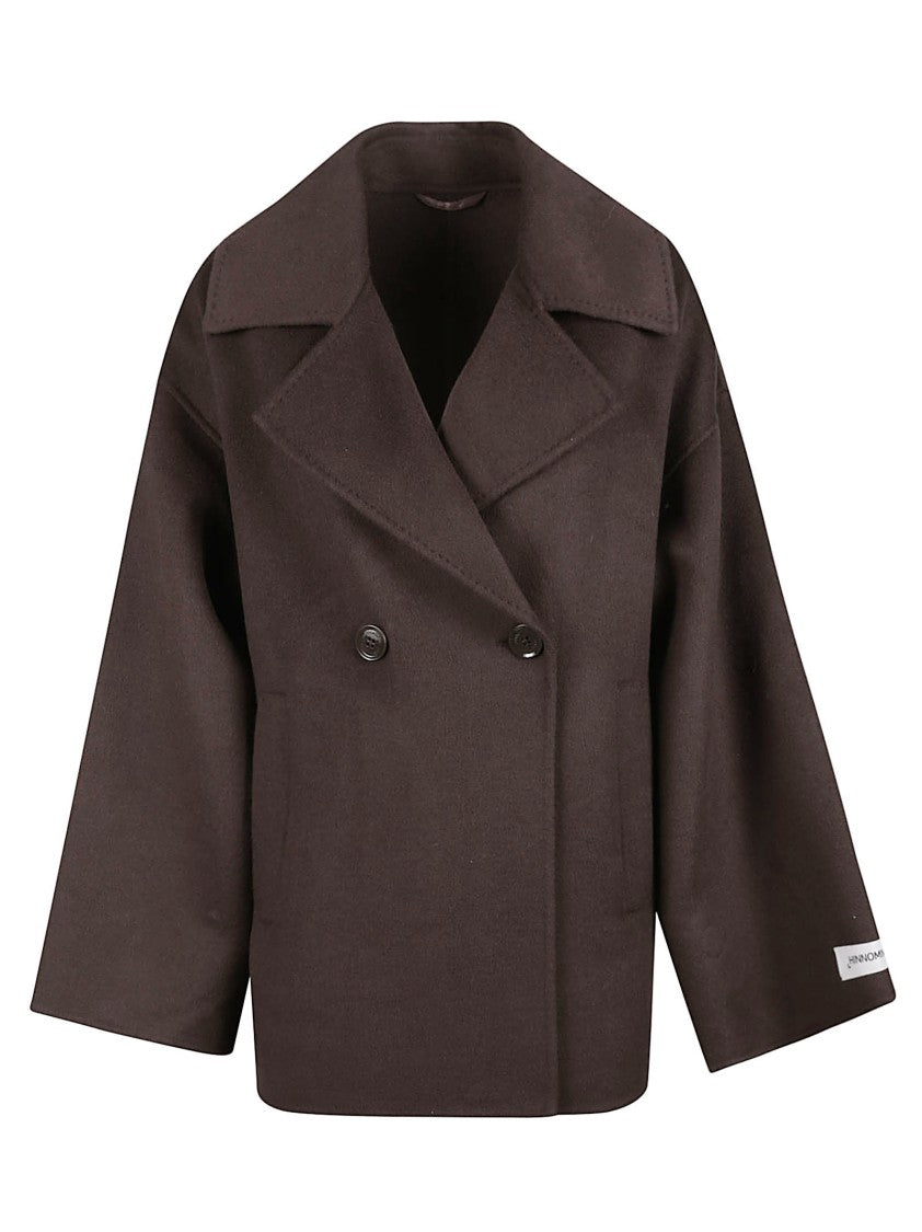 Hinnominate Double-Breasted Boxy Wool-Blend Short Coat