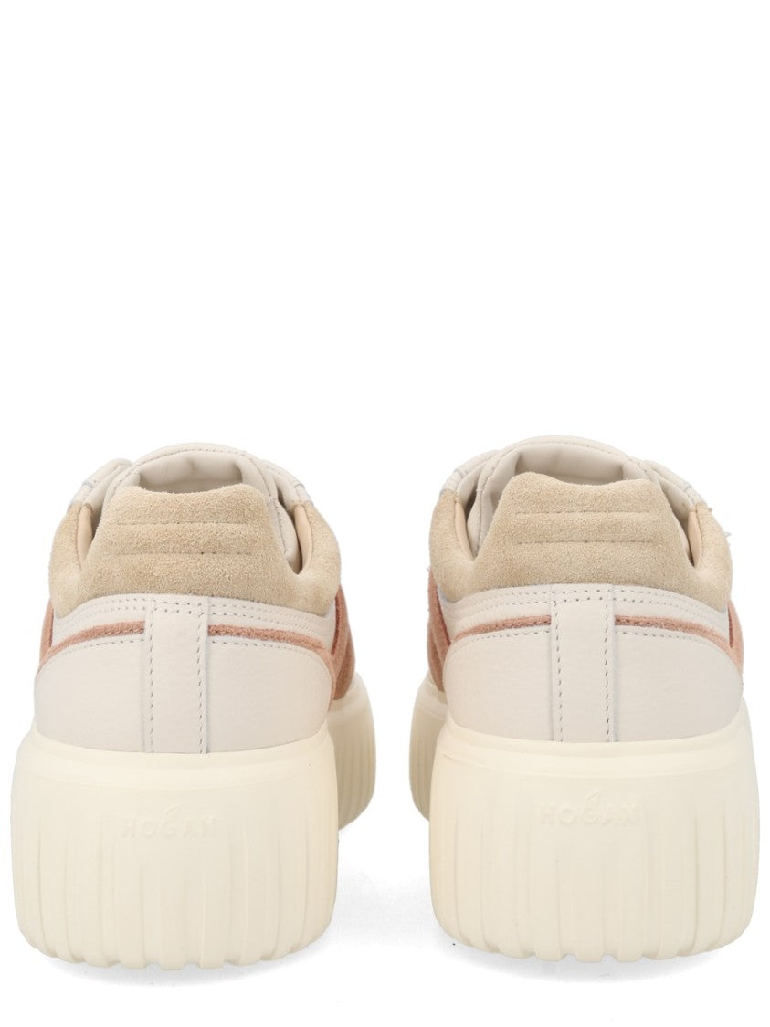 Hogan White H-Stripes Suede Panel Sneakers