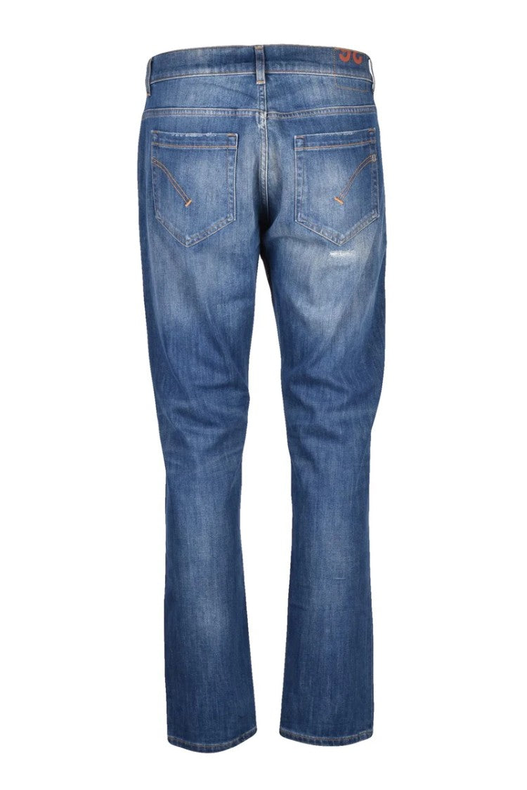 Dondup Blue Faded Five-Pocket Cotton-Blend Straight-Leg Jeans