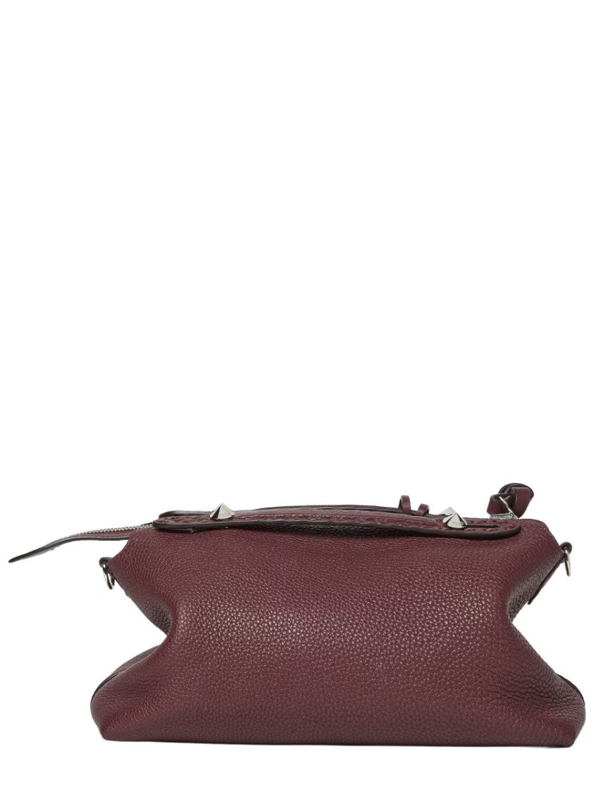 Fendi Structured Pebbled Leather Bag With Detachable Strap And Buckle Detail
