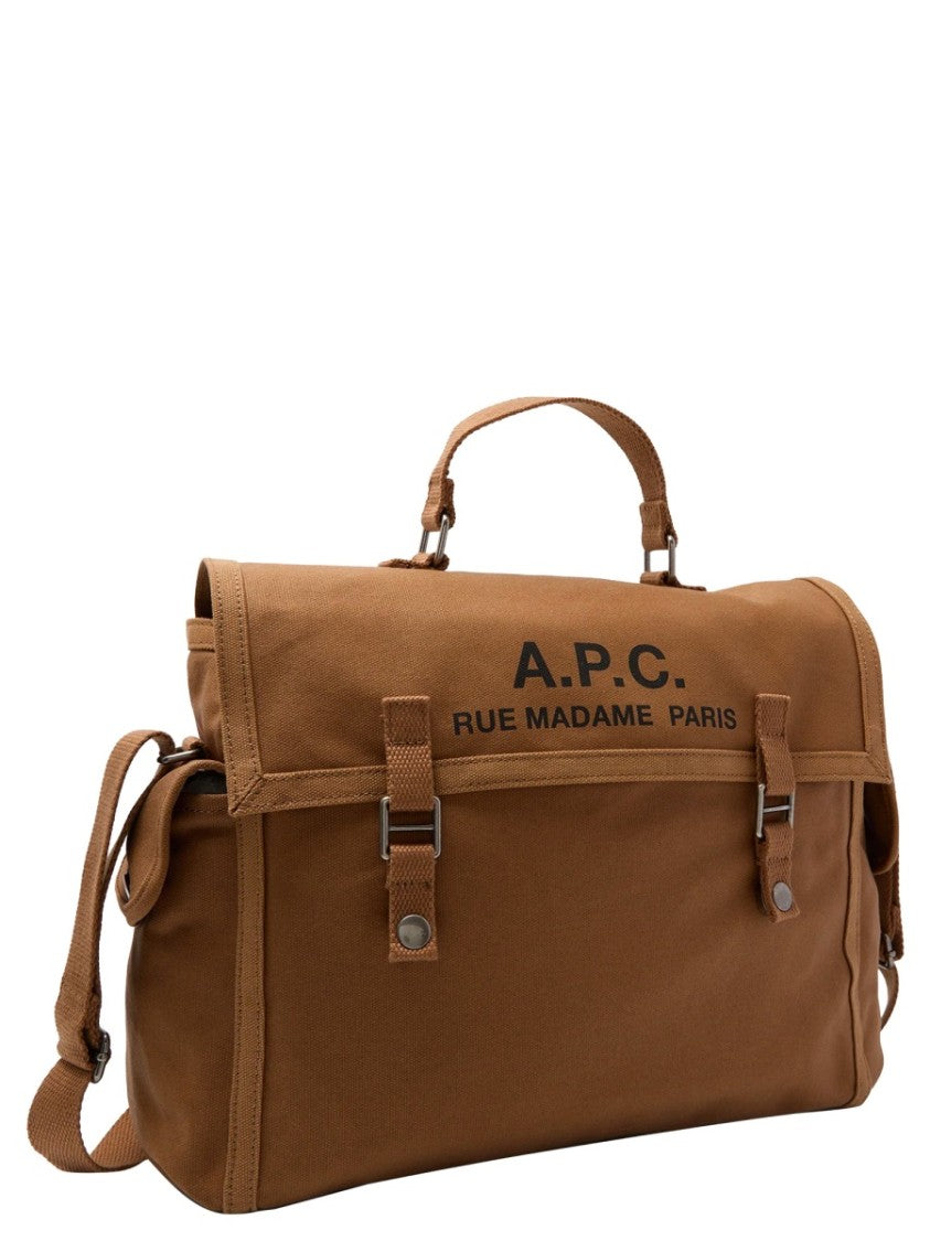 A.P.C. Brown Recuperation Front Flap Cotton Shoulder Bag