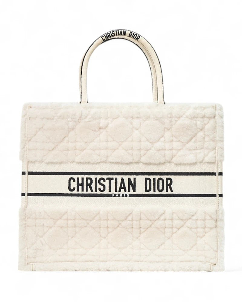 Dior Large Montone Cannage Ecru Book Tote