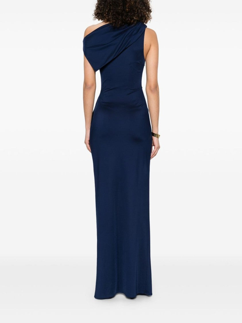 Elisabetta Franchi Draped One-Shoulder Dress With Side Slit
