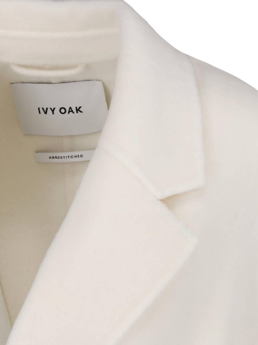 Ivy & Oak White Iocelia Long Belted Wool Coat