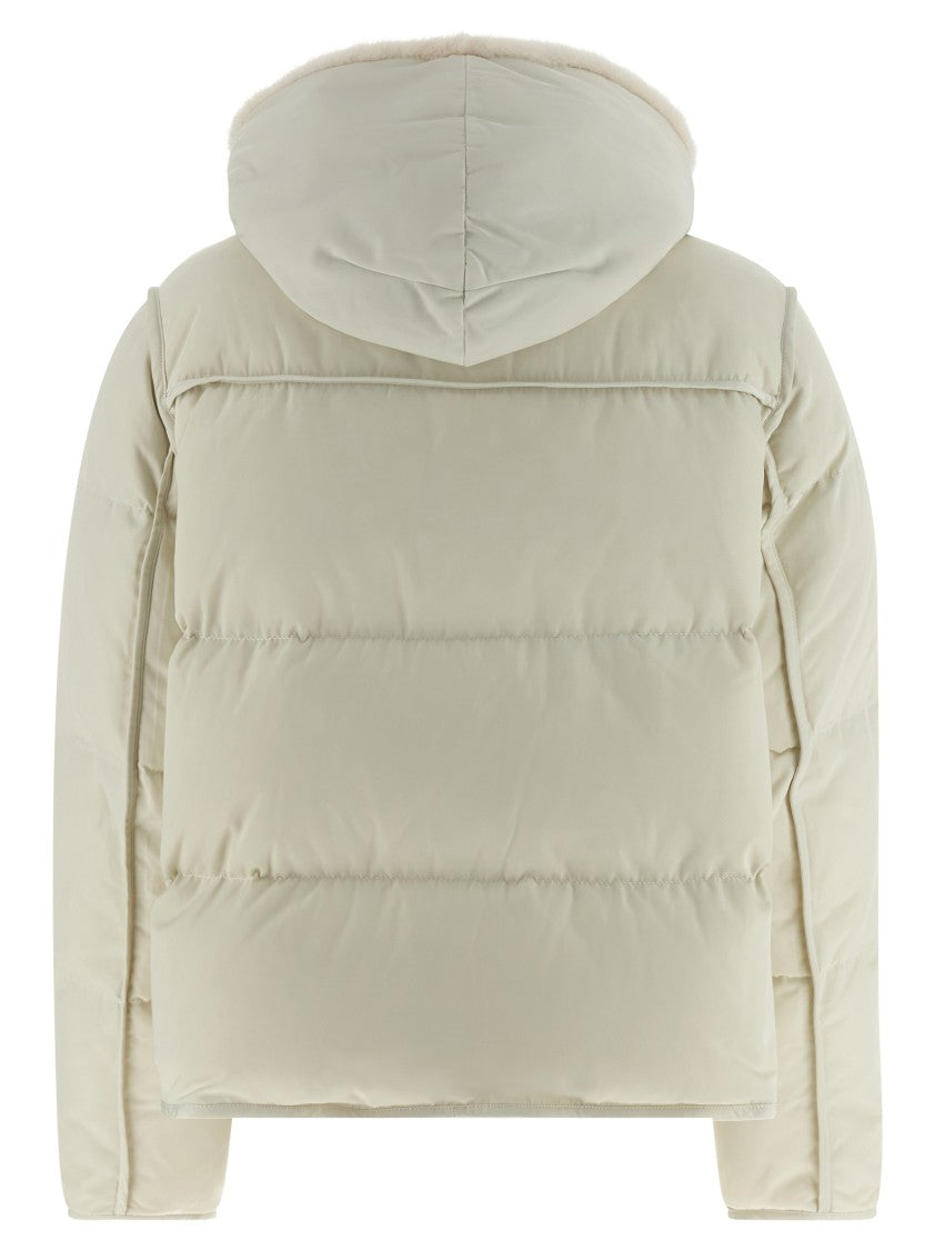 Yves Salomon Fur Insert Cropped Down Jacket