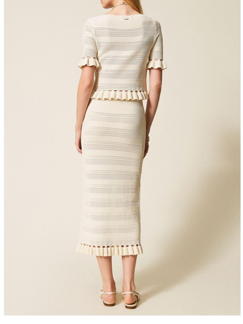 Twin-Set Knit Skirt With Punched Detailing