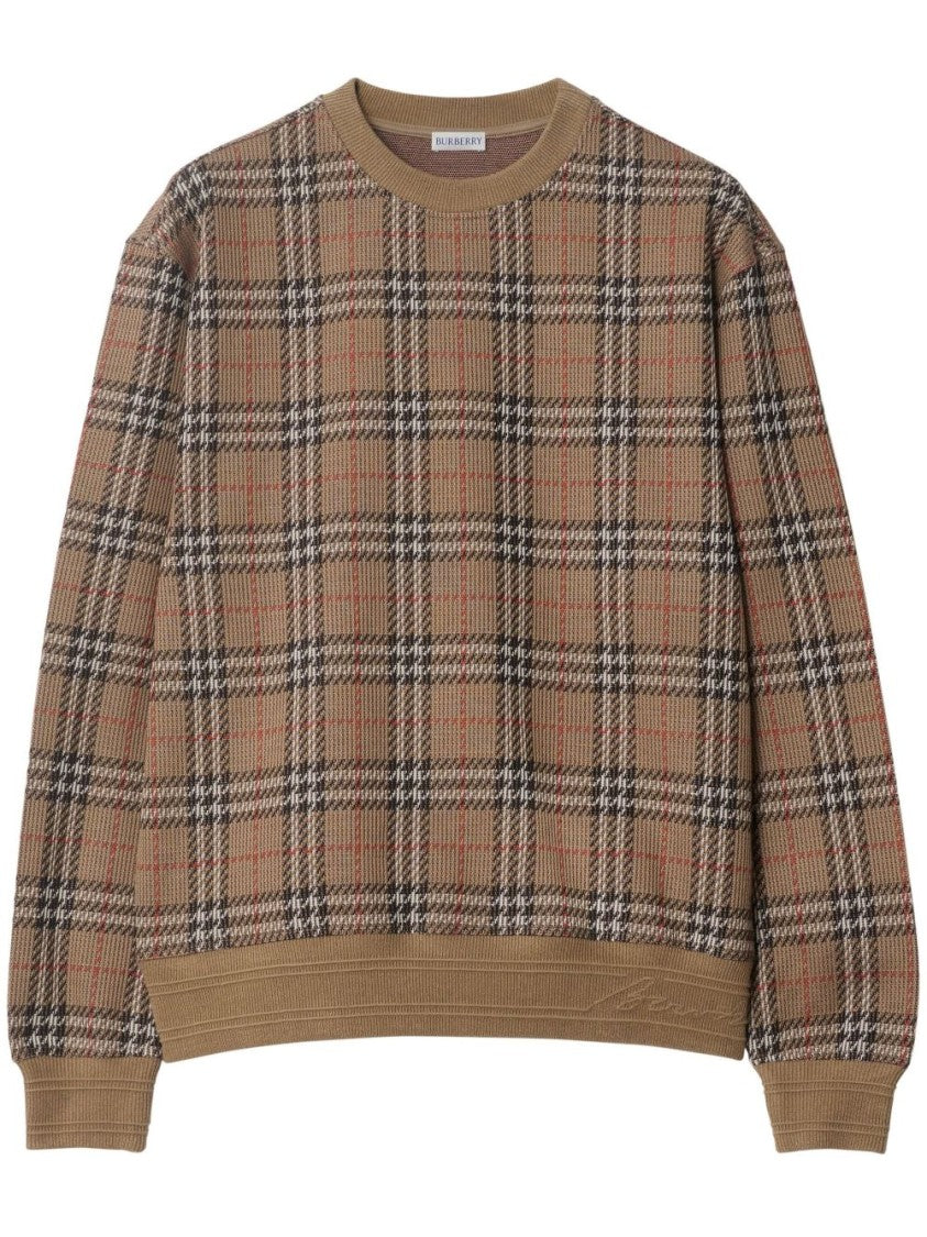 Burberry Check Pattern Sweatshirt With Embroidered Logo