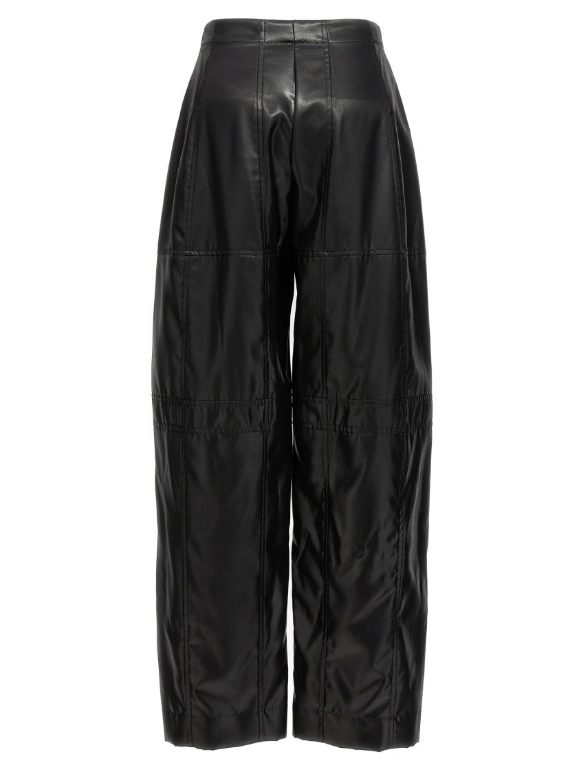 Jil Sander High-Waisted Black Cupro Pants With Coated Finish