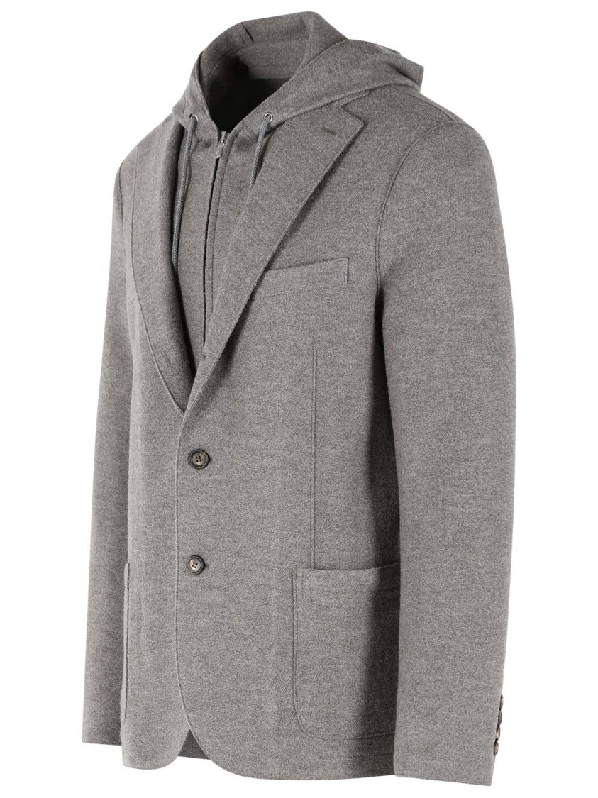 Eleventy Grey Wool Single-Breasted Blazer