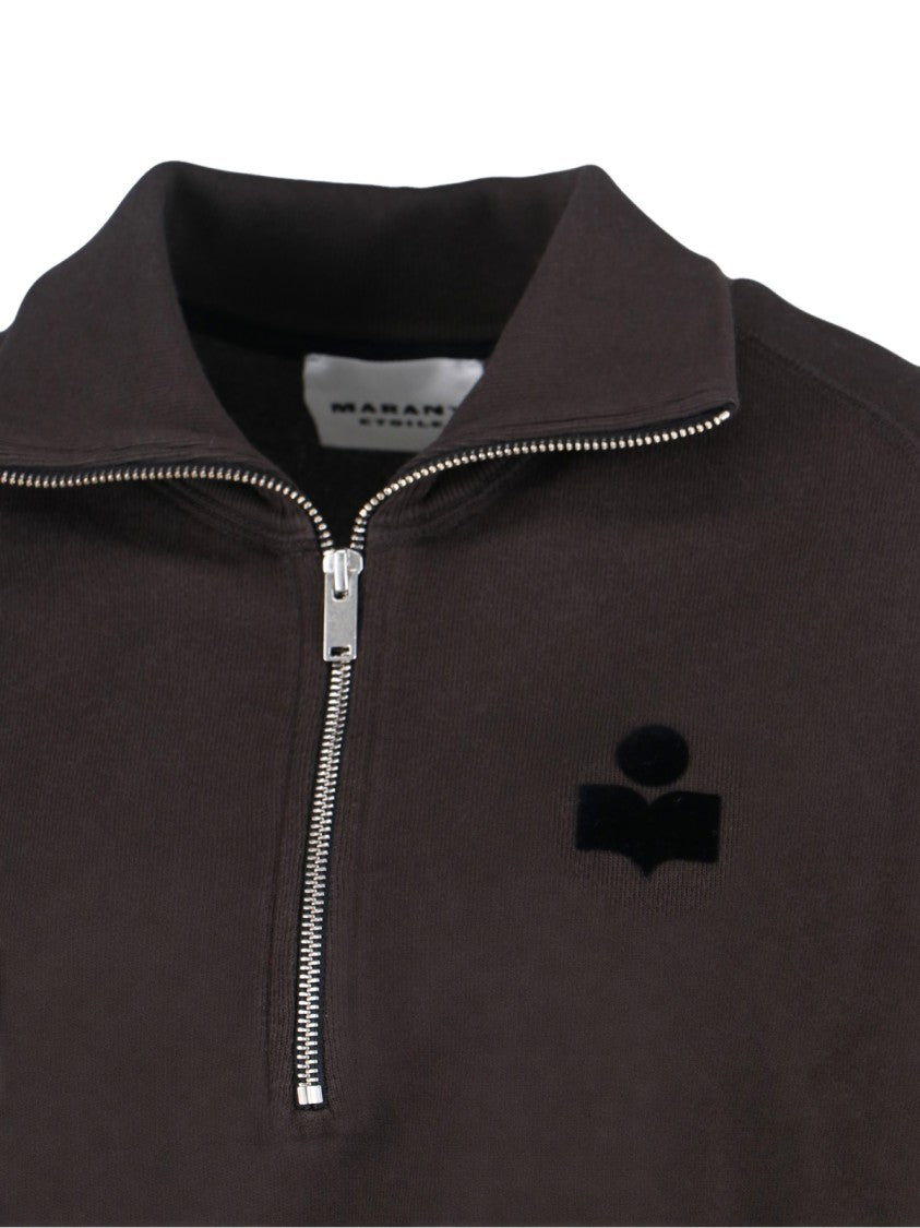 Isabel Marant Étoile Black Ross Half-Zip Cropped Sweater