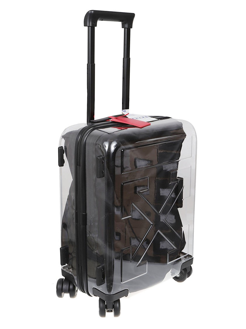 Off-White Transparent Polycarbonate Hard-Shell Suitcase With Embossed Details