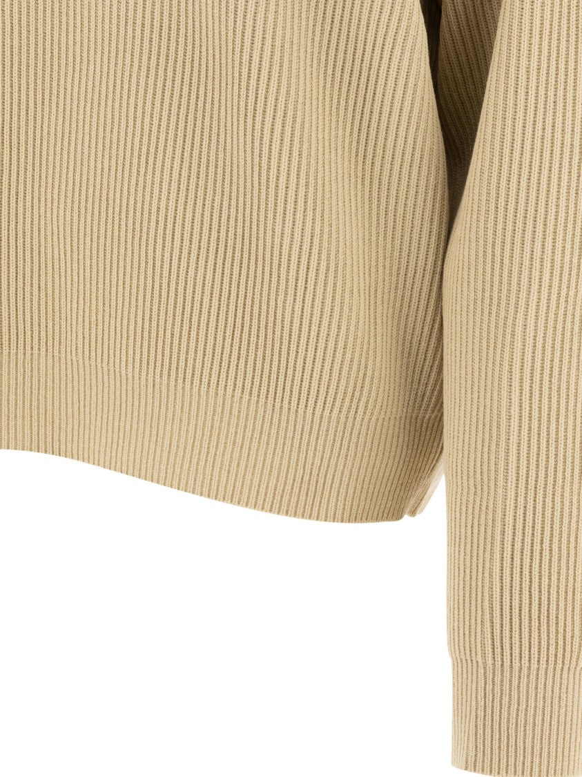 Auralee Ribbed Green Wool Sweater