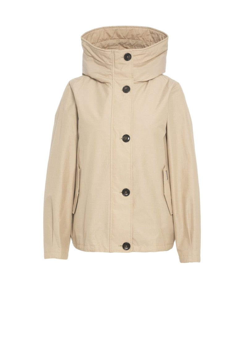 Woolrich Beige High-Collar Casual Jacket With Convertible Hood