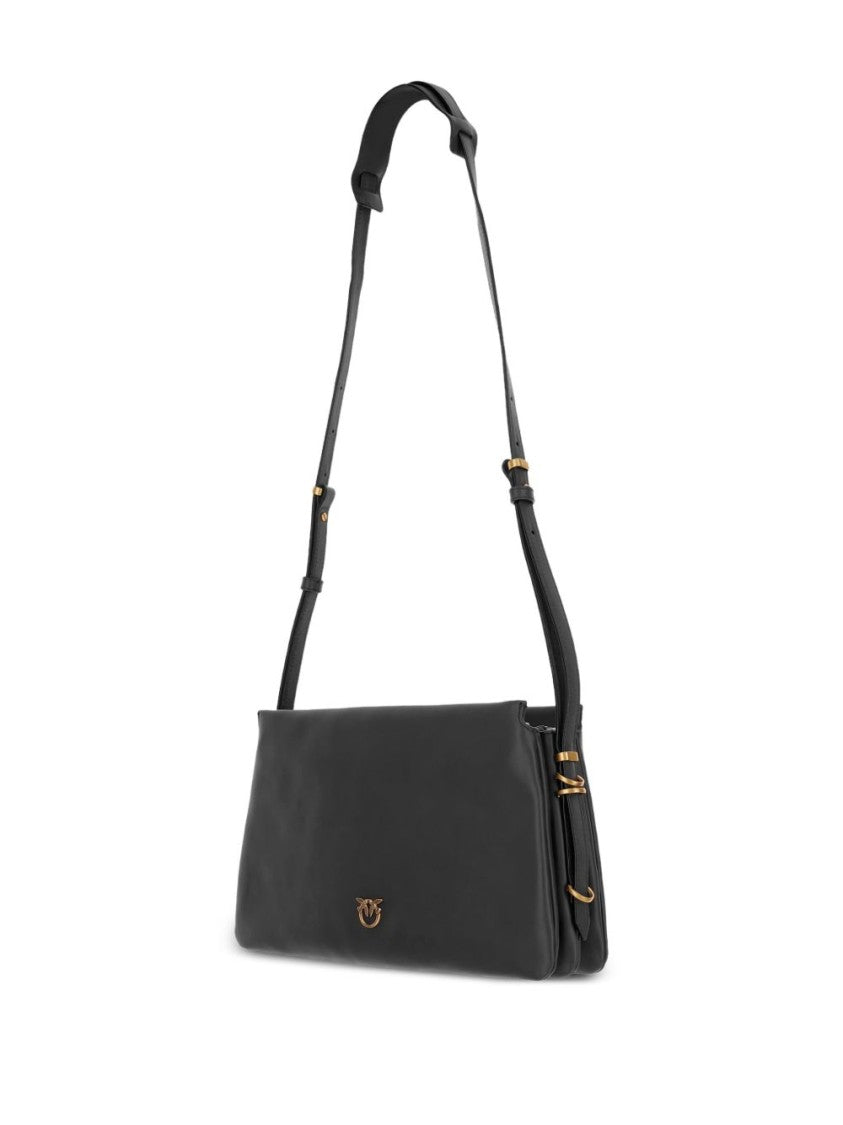 Pinko Black Shoulder Bag With Gold Accents