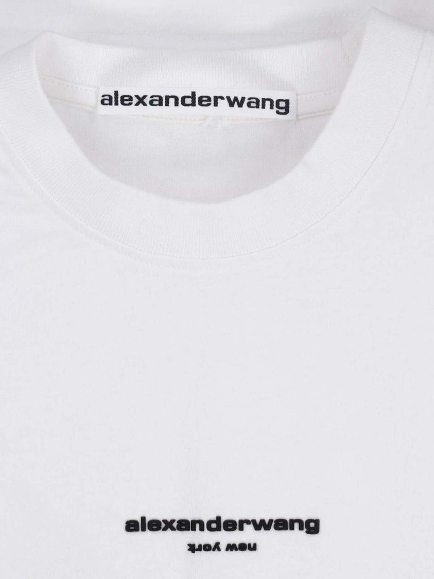 Alexander Wang Cropped White T-Shirt With Classic Crew Neckline