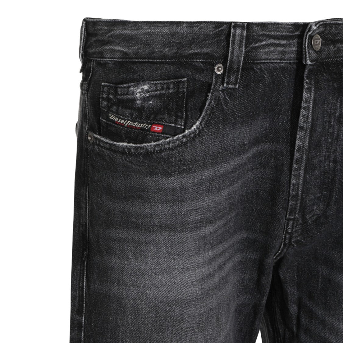 Diesel Dark Grey Washed Cotton Straight Fit D-Macs Jeans