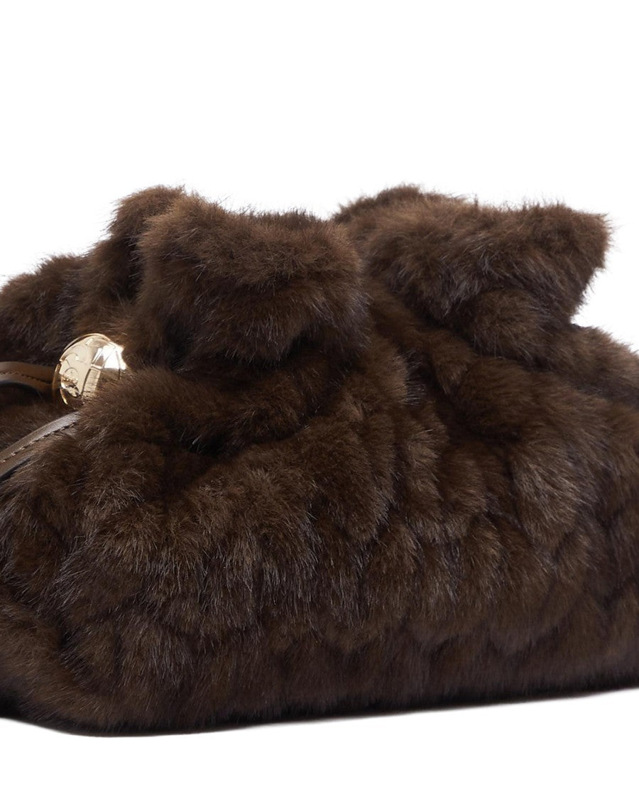 Liu Jo Deep Brown S Hobo Faux Fur Shoulder Bag