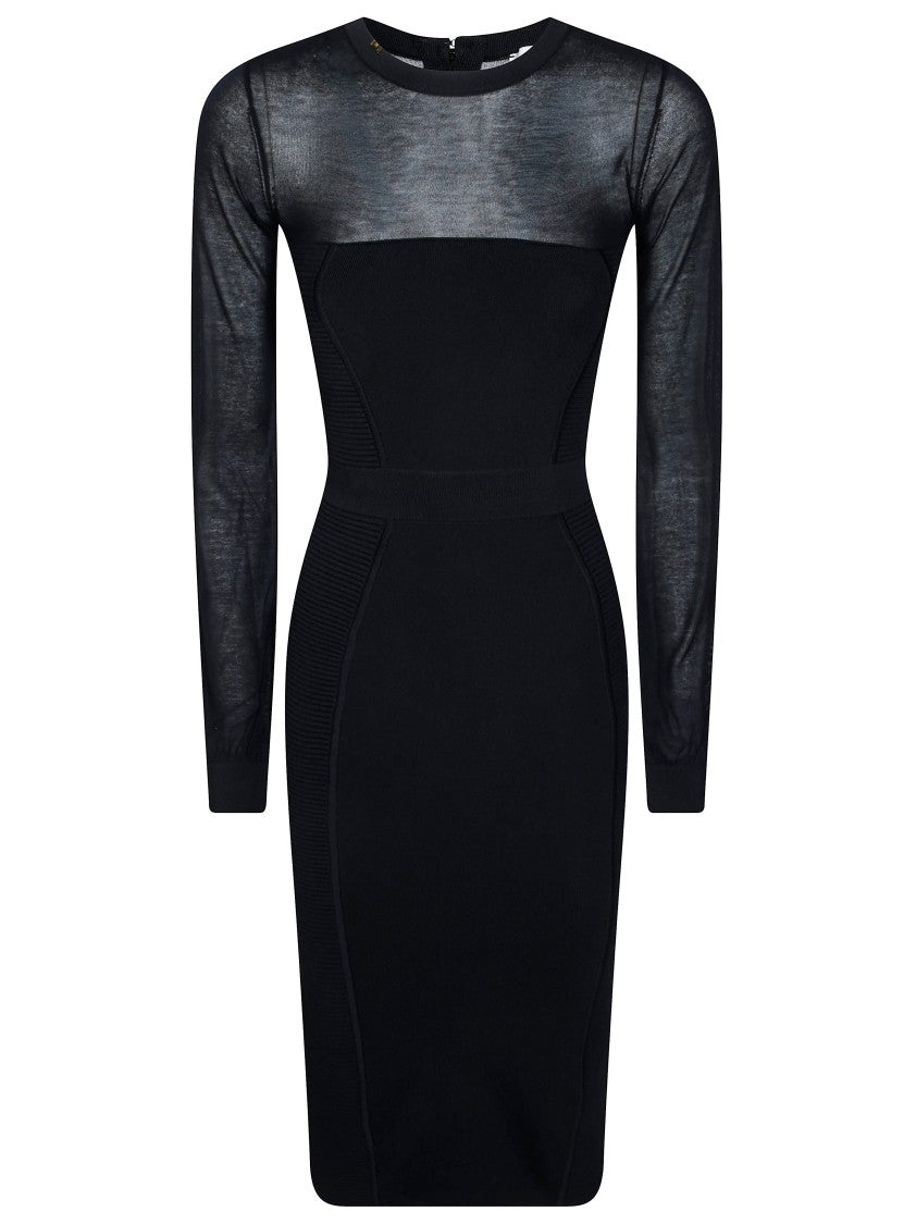 Elisabetta Franchi Fitted Sheer Knit Mini Dress