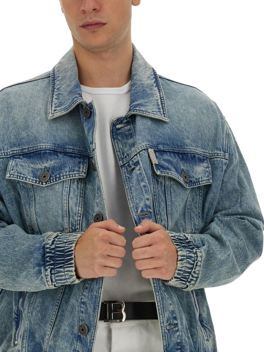 Balmain Faded Blue Cotton Denim Jacket