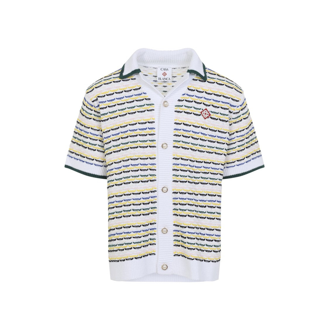 Casablanca Textured Cotton Button-Up Shirt With Ribbed Details