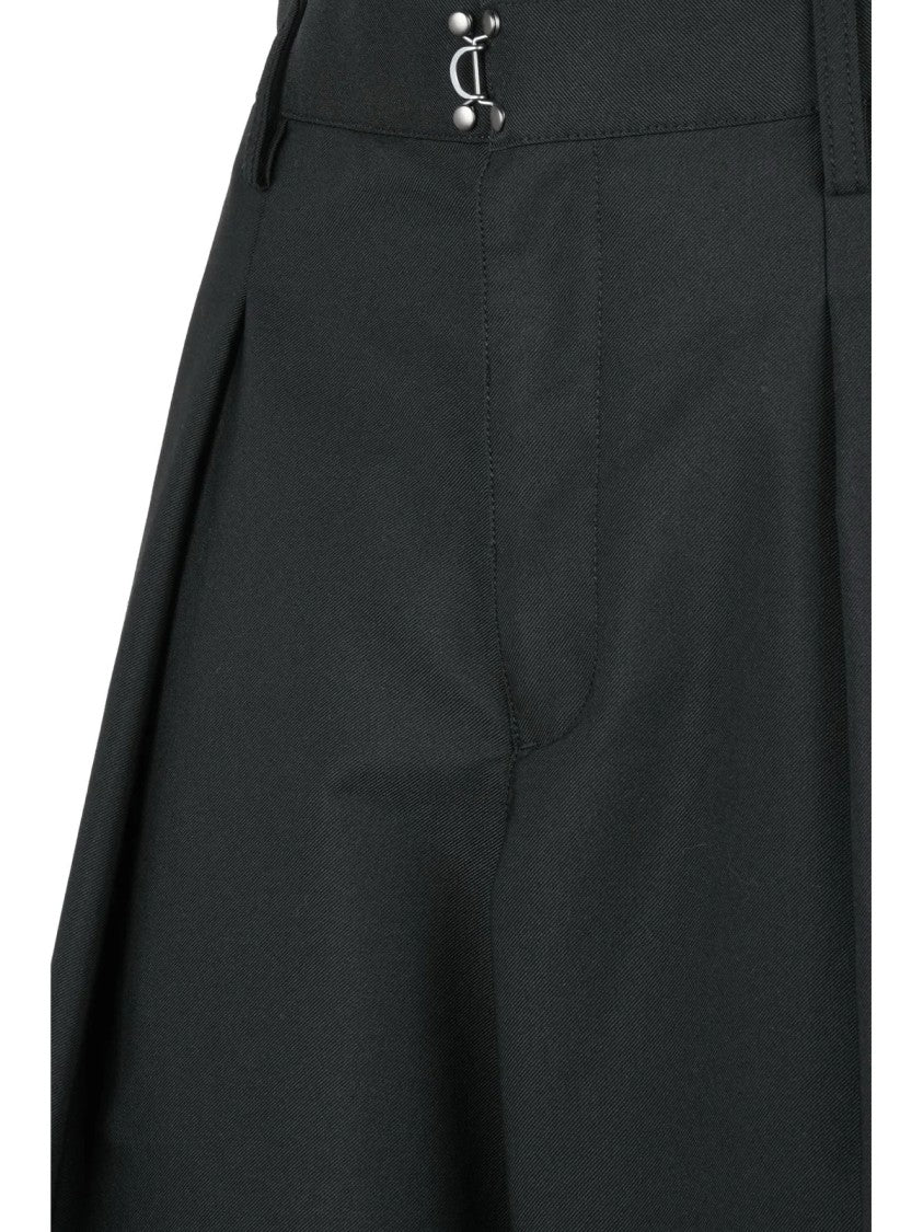 Zucca Black Cropped Pleated High-Waisted Wide-Leg Pants
