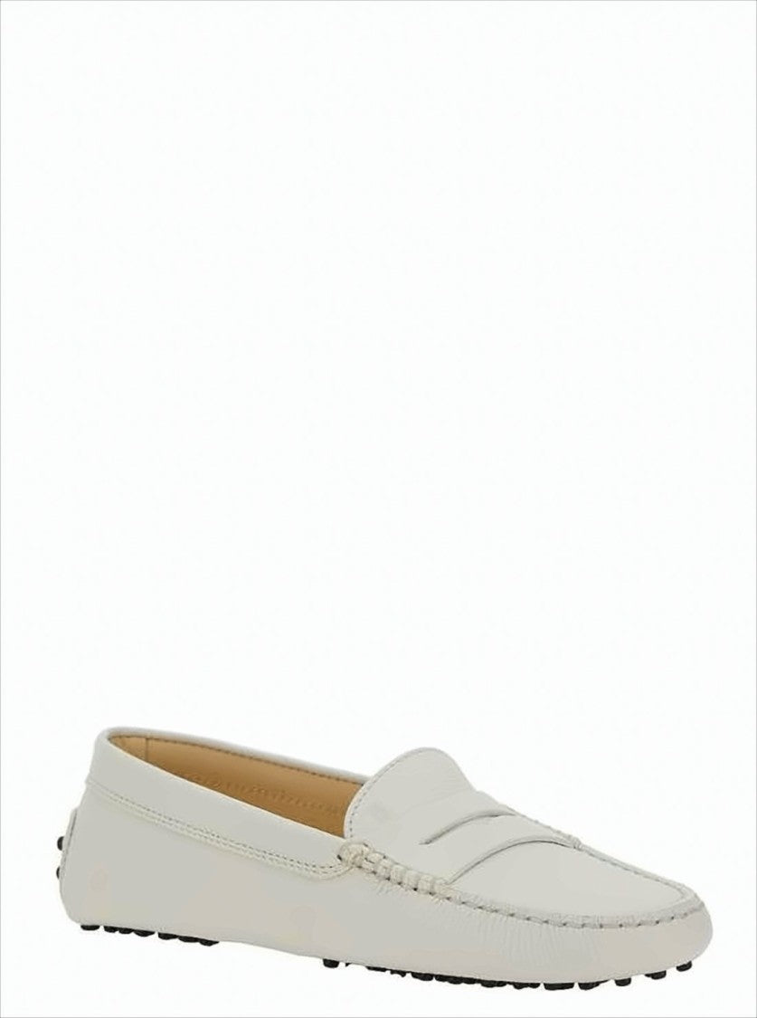 Tod's Minimalist White Leather Loafer With Penny Strap Detail
