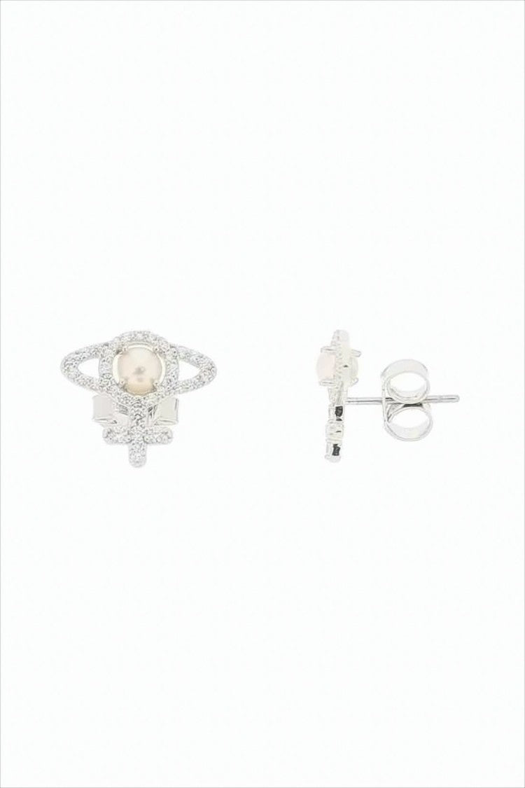 Vivienne Westwood Pearl-Embellished Stud Earrings With Textured Brass Frame