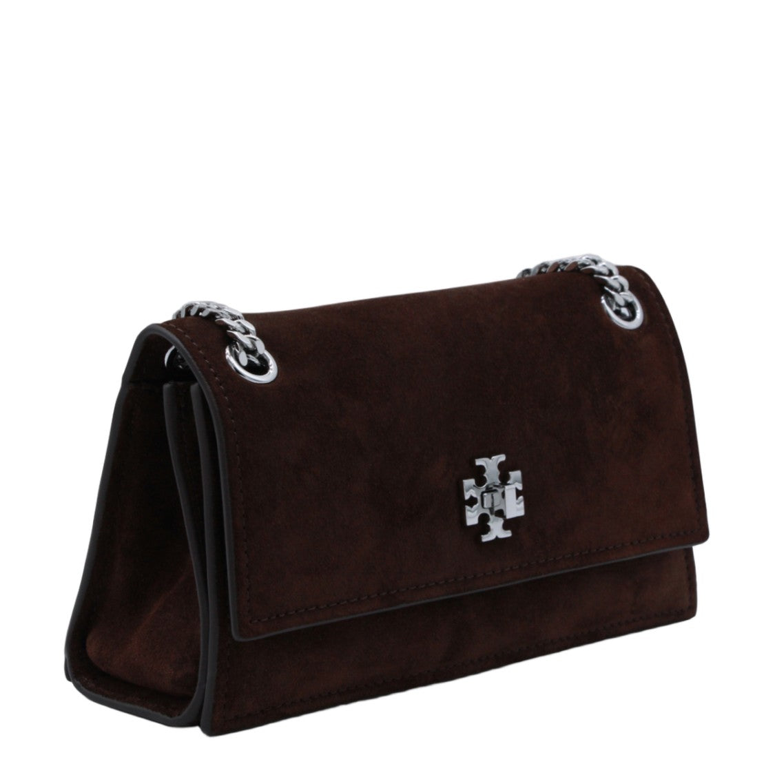 Tory Burch Rectangular Suede Bag With Metallic Logo Emblem
