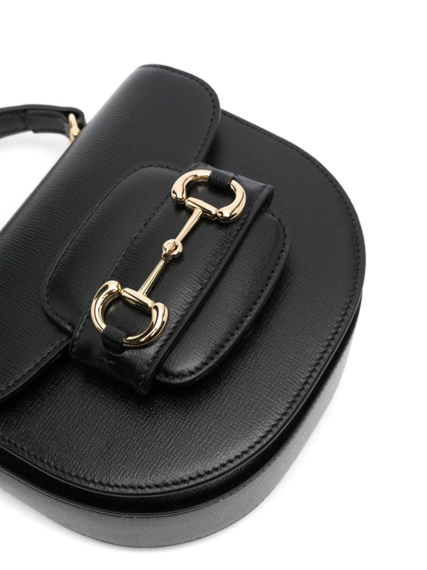 Gucci Structured Leather Shoulder Bag With Gold-Tone Clasp
