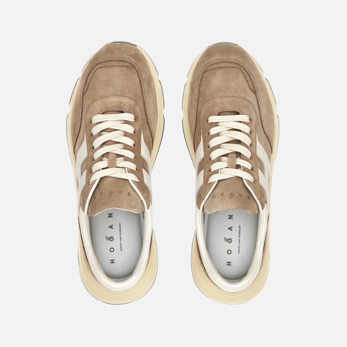 Hogan Hyperlight Allacciato H Sneakers In Beige